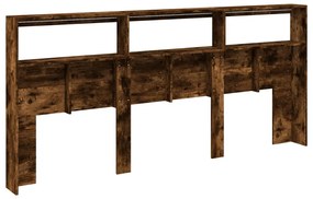 füstös tölgy színű áthidalószekrény LED-ekkel 220x17x102 cm