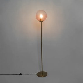 Art Deco állólámpa sárgarézzel és rózsaszín üveggel - Pallon