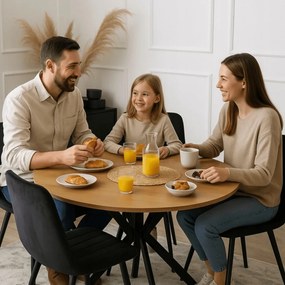 Kerek Étkezőasztal Aranytölgy/Fekete Színben. LAUREN 80 cm