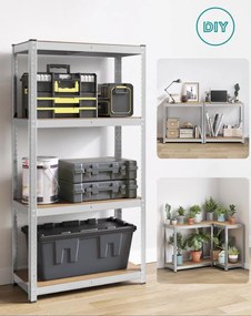 Fém tároló polcok szett(2db) 160x80x40 cm, ezüst