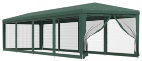 zöld HDPE rendezvénysátor 10 hálós oldalfallal 3x12 m