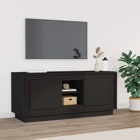 Fekete szerelt fa TV-szekrény 102x35x45 cm