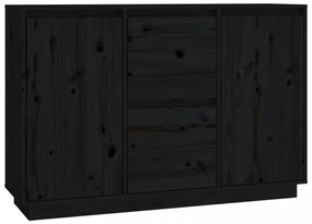 fekete tömör fenyőfa tálalószekrény 111 x 34 x 75 cm