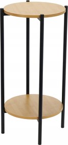 Kiegészítő Asztal Fém Fekete Két Polccal Barna Beltéri