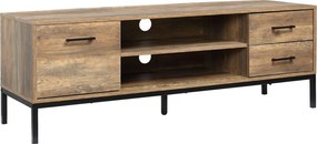 HOMCOM Fa TV Állvány 50 Hüvelykig Terjedő Tévéhez, 2 Fiókkal és 2 Polccal, Kábelkezeléssel, 132 x 39 x 45,5 cm Barna/Fekete | Aosom