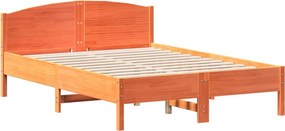 vidaXL viaszbarna tömör fenyőfa ágy matrac nélkül 135 x 190 cm