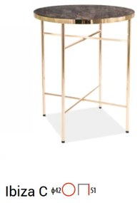 Ibiza C lerakóasztal 42cm Márvány - Arany