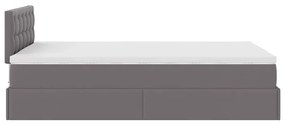 szürke műbőr ottomán ágy matracokkal &amp; LED-ek 120x190 cm