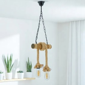 Csillár láncon KOS 2xE27/60W/230V bükkfa