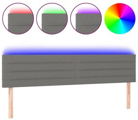sötétszürke szövet LED-es fejtámla 200x5x78/88 cm