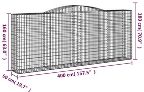 vidaXL 8 db íves horganyzott vas gabion kosár 400x50x160/180 cm