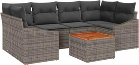 vidaXL Kerti Kanapé Szett tárolóval 7 pcs Szürke polirattan