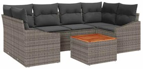 vidaXL Kerti Kanapé Szett tárolóval 7 pcs Szürke polirattan