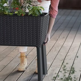 Splendor megemelt műanyag kerti virágláda 120l fonott rattan