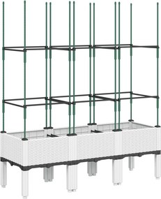 vidaXL fehér polipropilén rácsos kerti ültetőláda 120 x 40 x 142,5 cm