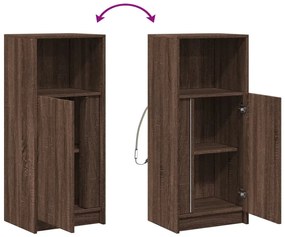 barna tölgy szerelt fa tálalószekrény LED-del 42,5x34x100 cm