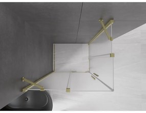 Mexen Velar Duo, zuhanykabin tolóajtóval 90 x 80 cm, 8 mm-es matt üveg, arany matt, 871-090-080-32-55