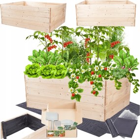 Zöldségtartó fa ágyás magasított láda trezor virágtartó 45x120x90