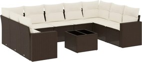 vidaXL 10 részes barna polyrattan kerti ülőgarnitúra párnákkal