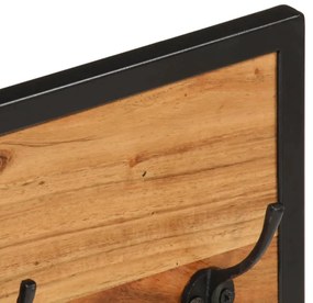 tömör akácfa és vas falra szerelhető ruhafogas 90 x 1 x 35 cm