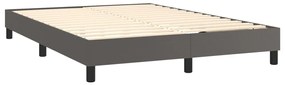 szürke műbőr rugós ágy matraccal és LED-del 140x190 cm