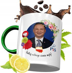 Zöld Bögre Andrzej Duda Elnök Ajándék Nyomtatott Fotóval