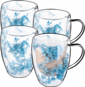 Thermo Poharak Kávé Tea 350 ml 4 db Virágokkal Virágok Bögre