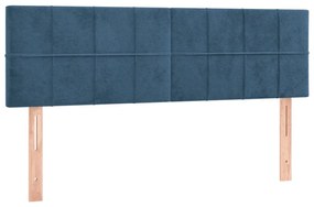 sötétkék bársony rugós ágy matraccal 140x200 cm
