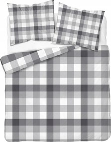 Pamut-szatén Ágyneműhuzat 180X200 Home Satin Kockás Fehér-szürke