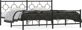 vidaXL fekete fém ágykeret fej- és lábtámlával 200 x 200 cm