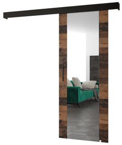 Tolóajtó 90 cm Sharlene II (old style fa + matt fekete + fekete) (tükörrel). Akció -6%. 1043678