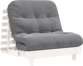 vidaXL fehér tömör fenyőfa futon kanapéágy matraccal 90 x 206 x 11 cm