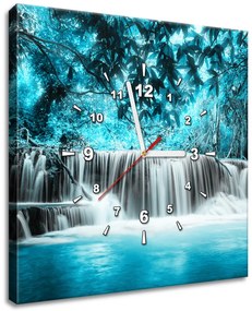 Gario Órás falikép Vízesés a kék dzsungelben Méret: 40 x 40 cm