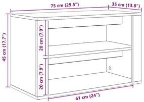 Cipőtartó polcokkal kézműves tölgy 75 x 35 x 45 cm Faanyag