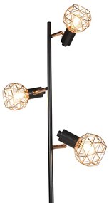 Állólámpa fekete rézzel 3-lámpás - Mesh