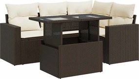 vidaXL 5 részes barna polyrattan kerti ülőgarnitúra párnával