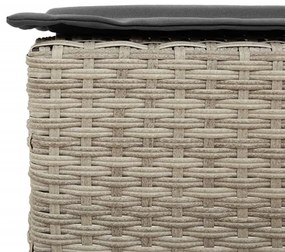 2 db világosszürke polyrattan kerti bárszék párnával