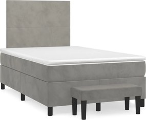 vidaXL világosszürke bársony rugós ágy matraccal 120 x 200 cm