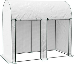Outsunny Kicsi Üvegház Kültéri Üvegház Két Cipzáras Ajtóval és PE Borítással - Növények, Virágok Növesztésére 200x100x178 cm Fehér | Aosom