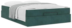 Ágykeret Sötétzöld 160 x 200 cm Bársony