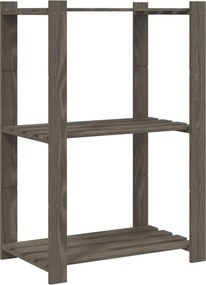 vidaXL 3 szintes szürke tömör fenyőfa tárolóállvány 60x38x90 cm