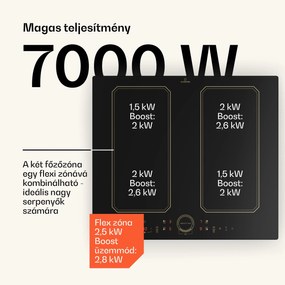 Klarstein Victoria 4 Flex, indukciós főzőlap, beépített, 7000 W, Flexzone, időzítő