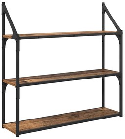 vidaXL Falpolc polcokkal tárolóval Öreg fa 80 x 21 x 78,5 cm Faanyag