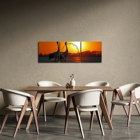Madarak képe naplementekor (órával) (90x30 cm)