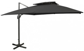 fekete dupla tetejű konzolos napernyő 300 x 300 cm