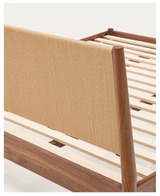 Sötétbarna diófa franciaágy ágyráccsal 180x200 cm Elan – Kave Home