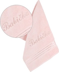 Bellatex Nagymama frottír törölköző hímzéssel rózsaszín, 50 x 100 cm