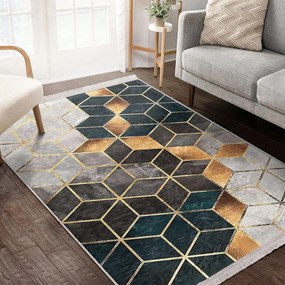 Fehér-petróleumkék mosható szőnyeg 80x140 cm – Mila Home