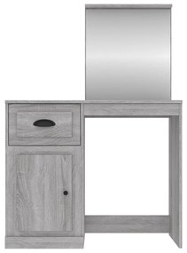 szürke sonoma szerelt fa tükrös pipereasztal 90 x 50 x 132,5 cm