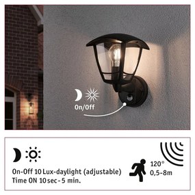 Paulmann 94647 Outdoor Wall Luminaire kültéri fali lámpa, fekete, E27 foglalat, IP44